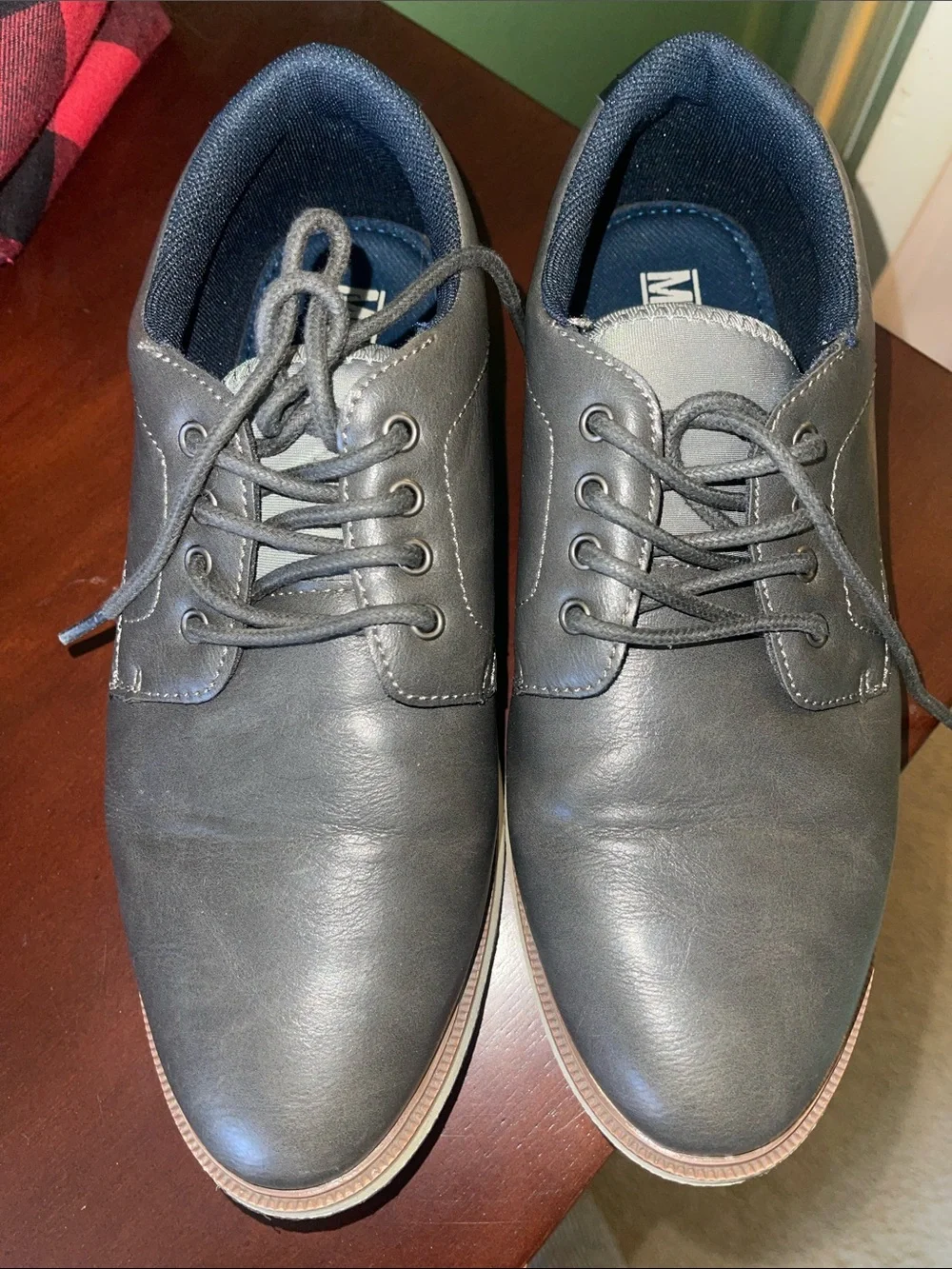 Boys Gray Leather Derby Shoes